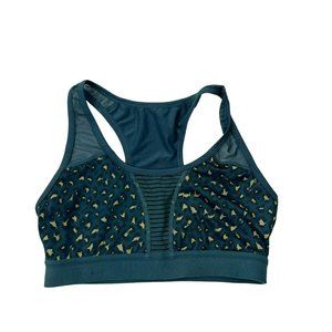 Zyia Active Bomber Sports Bra Racerback Leopard Green Mesh Removable Cup Medium